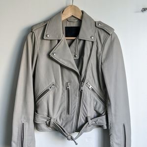 All Saints Balfern Leather Biker Light Grey